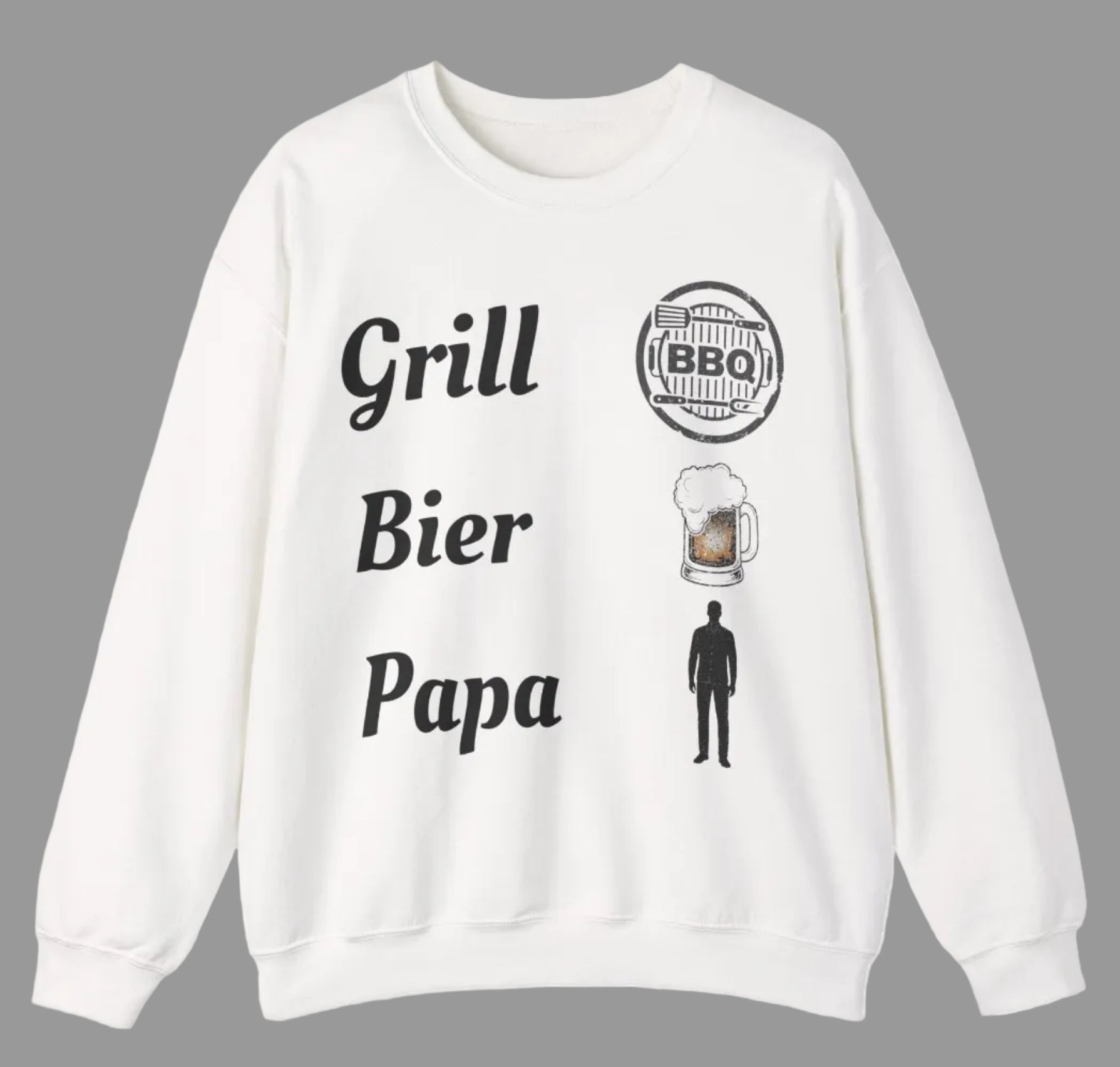 Sweatshirt Grill. Bier. Papa. – Lustiges Unisex Grill Sweatshirt für Väter | Perfektes Geschenk zum Vatertag