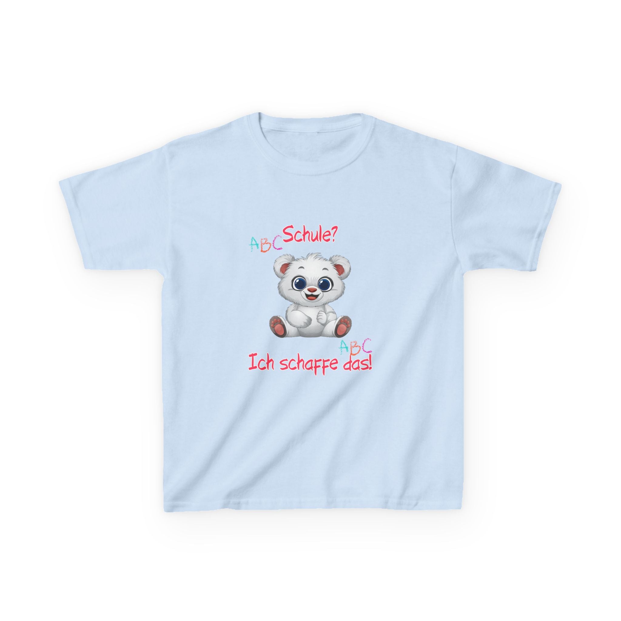Schule? Ich schaffe das! Kinder T-Shirt | Einschulung Jungen & Mädchen | Süßes Schulstart Shirt mit Bär