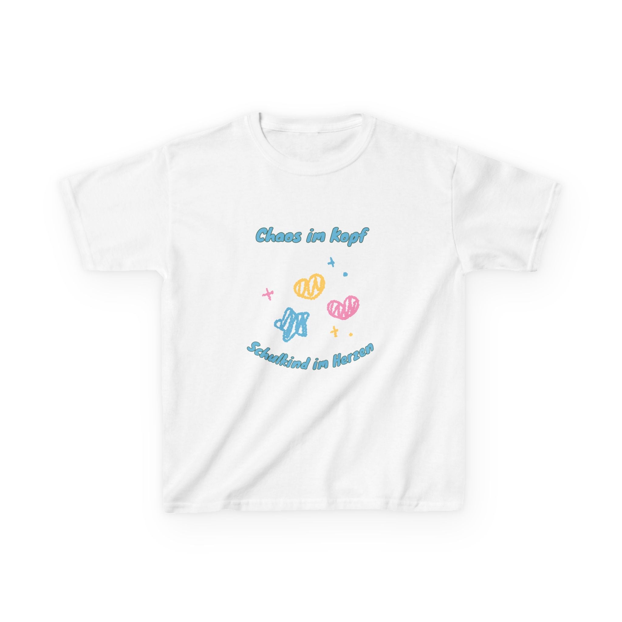 Chaos im Kopf Schulkind im Herzen Kinder T-Shirt | Einschulung Jungen & Mädchen | Lustiges Schulstart Shirt