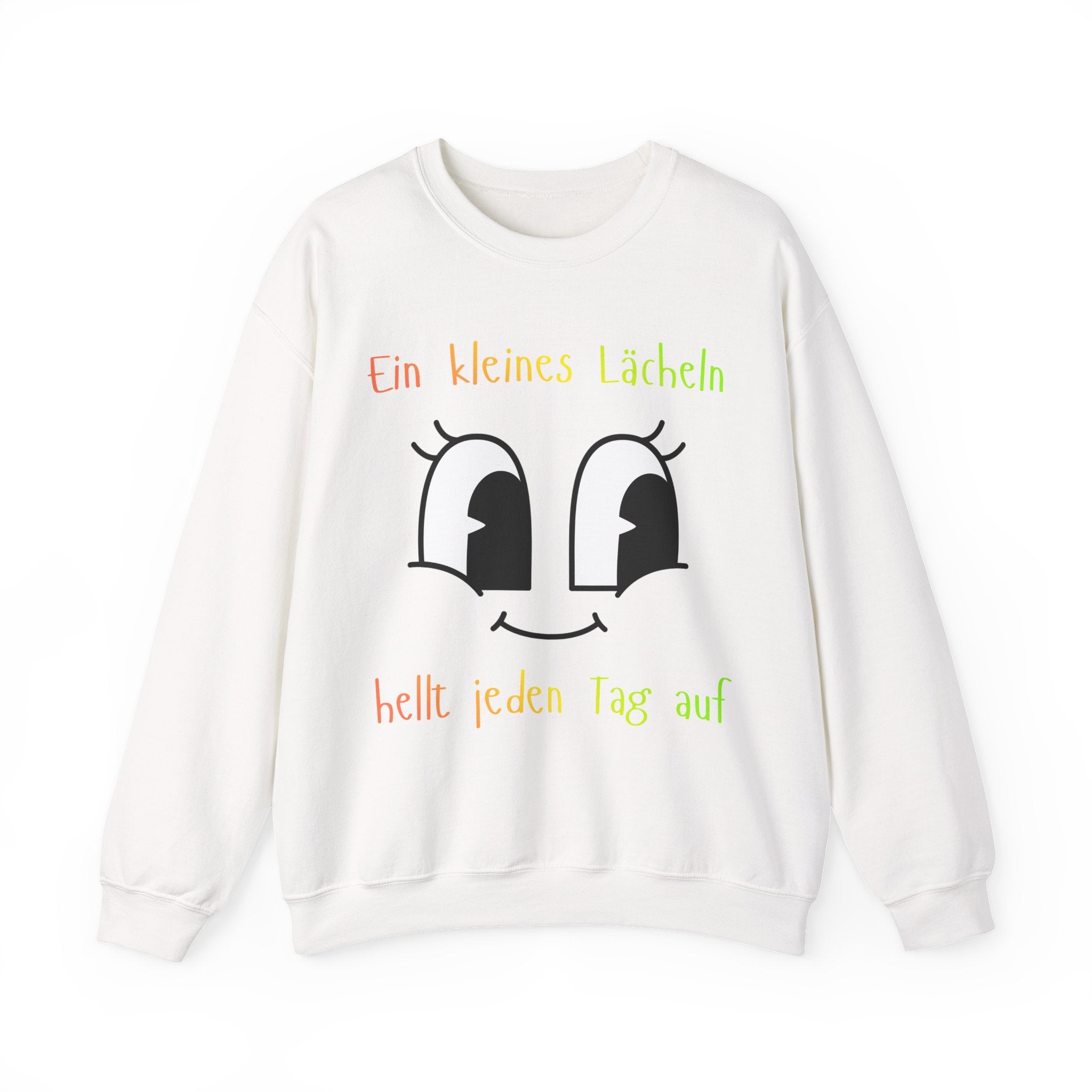 Ein kleines Lächeln hellt jeden Tag auf Sweatshirt – Süßer Spruch Pullover – Gute Laune Geschenk – Motiv mit Gesicht