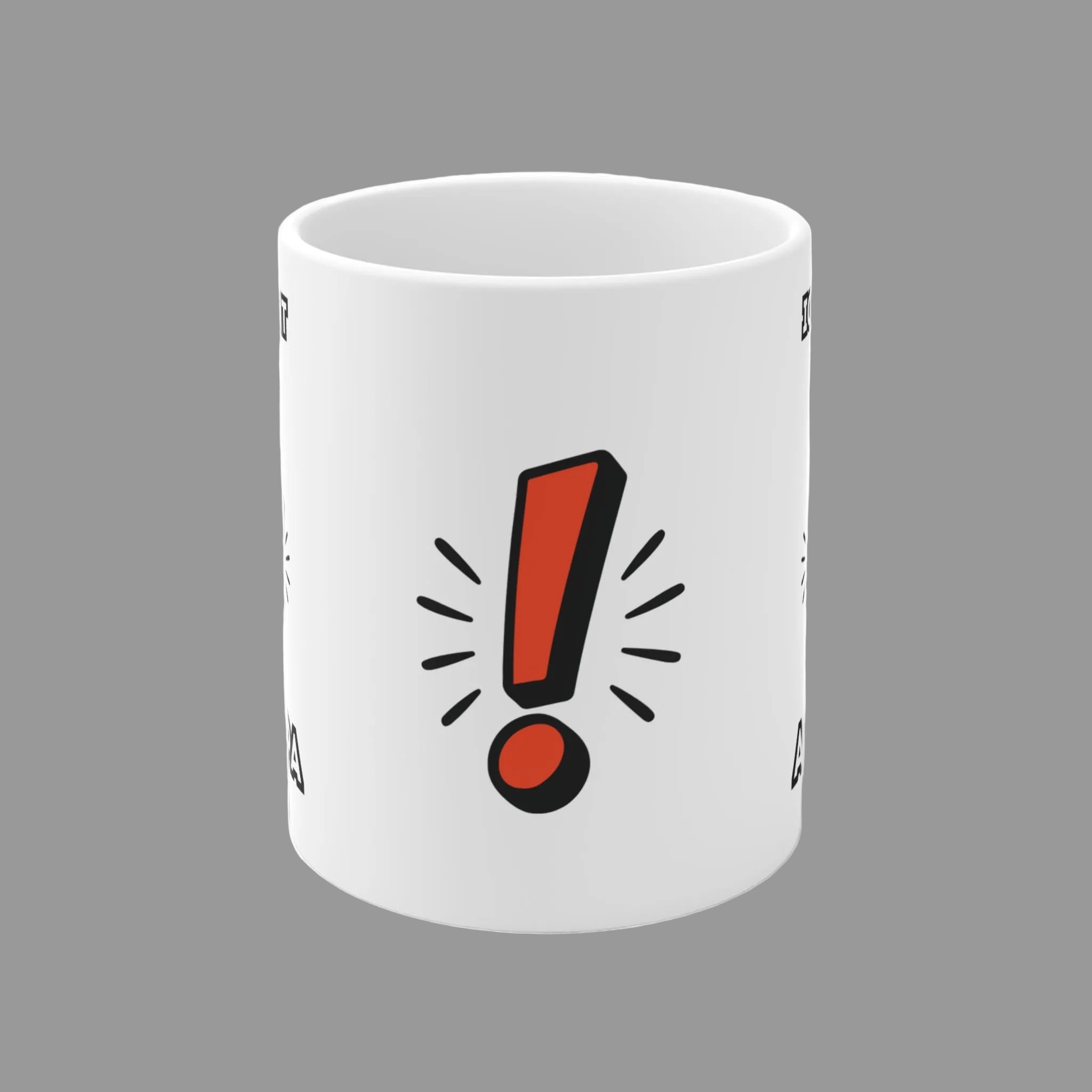Weiße 300-ml-Keramiktasse mit dem Spruch „Ich bin nicht perfekt, aber Papa“ und roten Ausrufezeichen – lustige Geschenkidee für Väter.