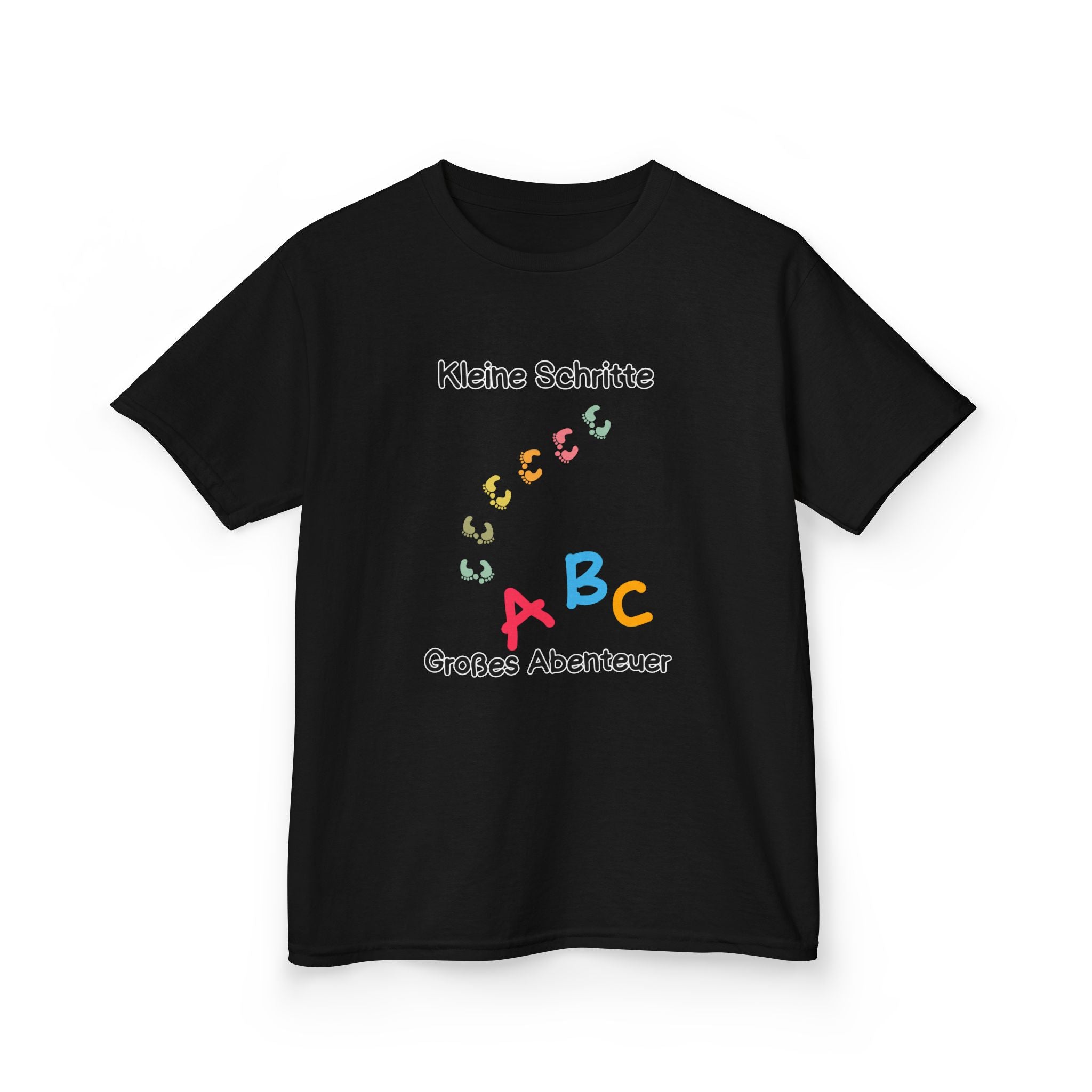 Kleine Schritte Großes Abenteuer Kinder T-Shirt | Einschulung Jungen & Mädchen | Schulstart Shirt ABC