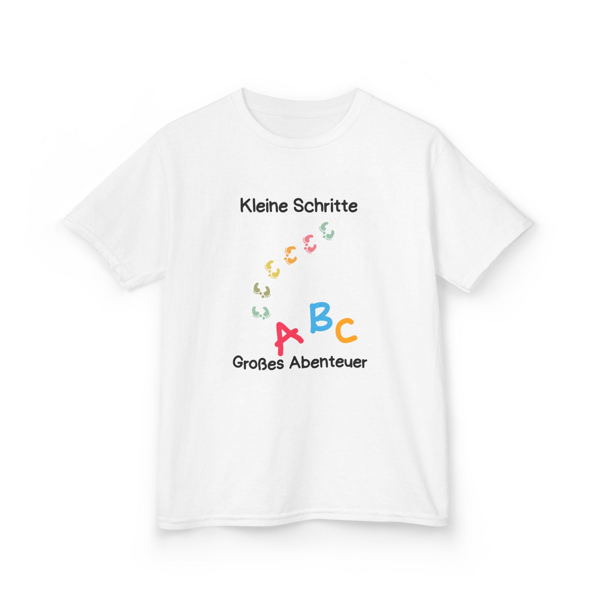 Kleine Schritte Großes Abenteuer Kinder T-Shirt | Einschulung Jungen & Mädchen | Schulstart Shirt ABC