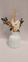 Keramik Vase geriffelt mint weiß Einzelstück handgefertigt Trockenblumen Vase Wohnaccessoire Deko
