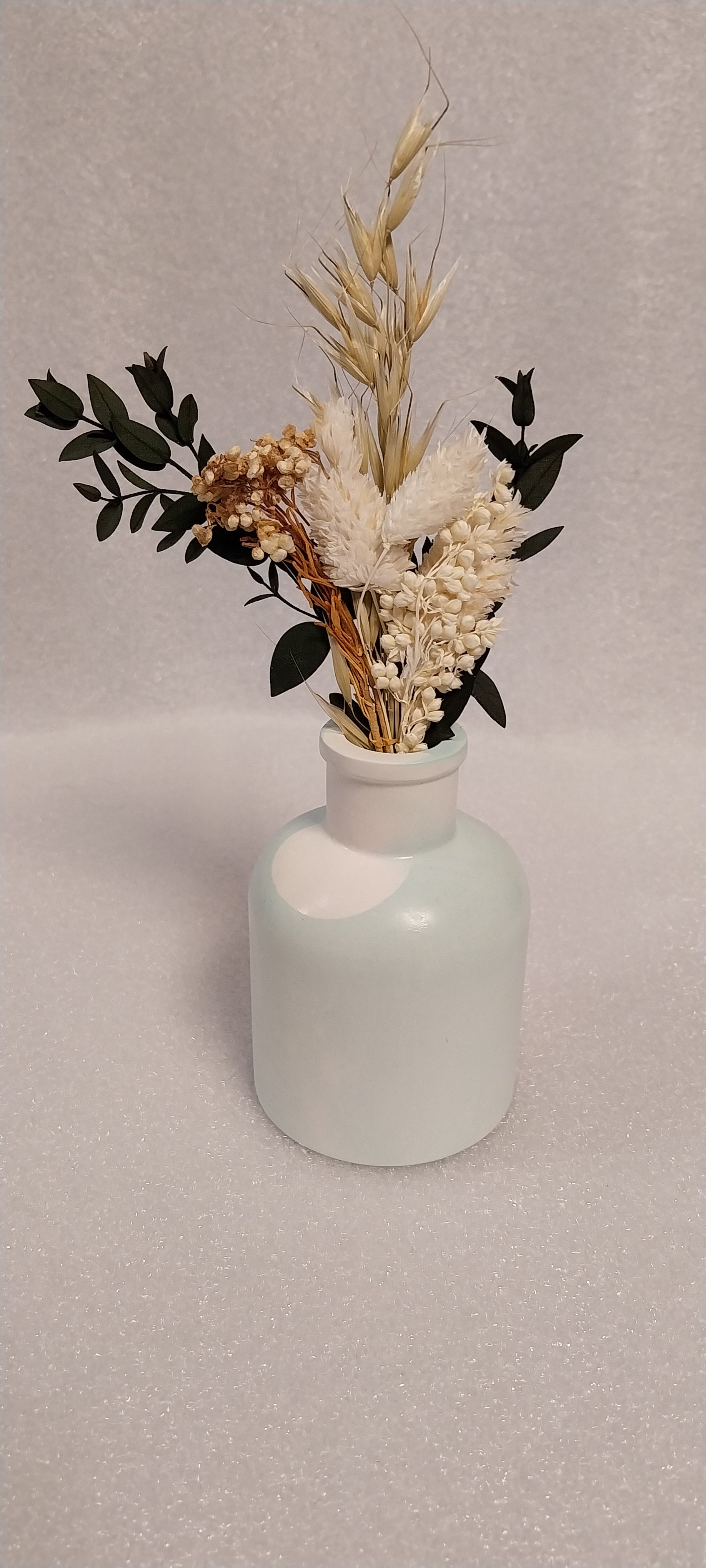 Keramik Vase mint weiß Einzelstück handgefertigt glatte Oberfläche Trockenblumen Vase Wohnaccessoire Deko