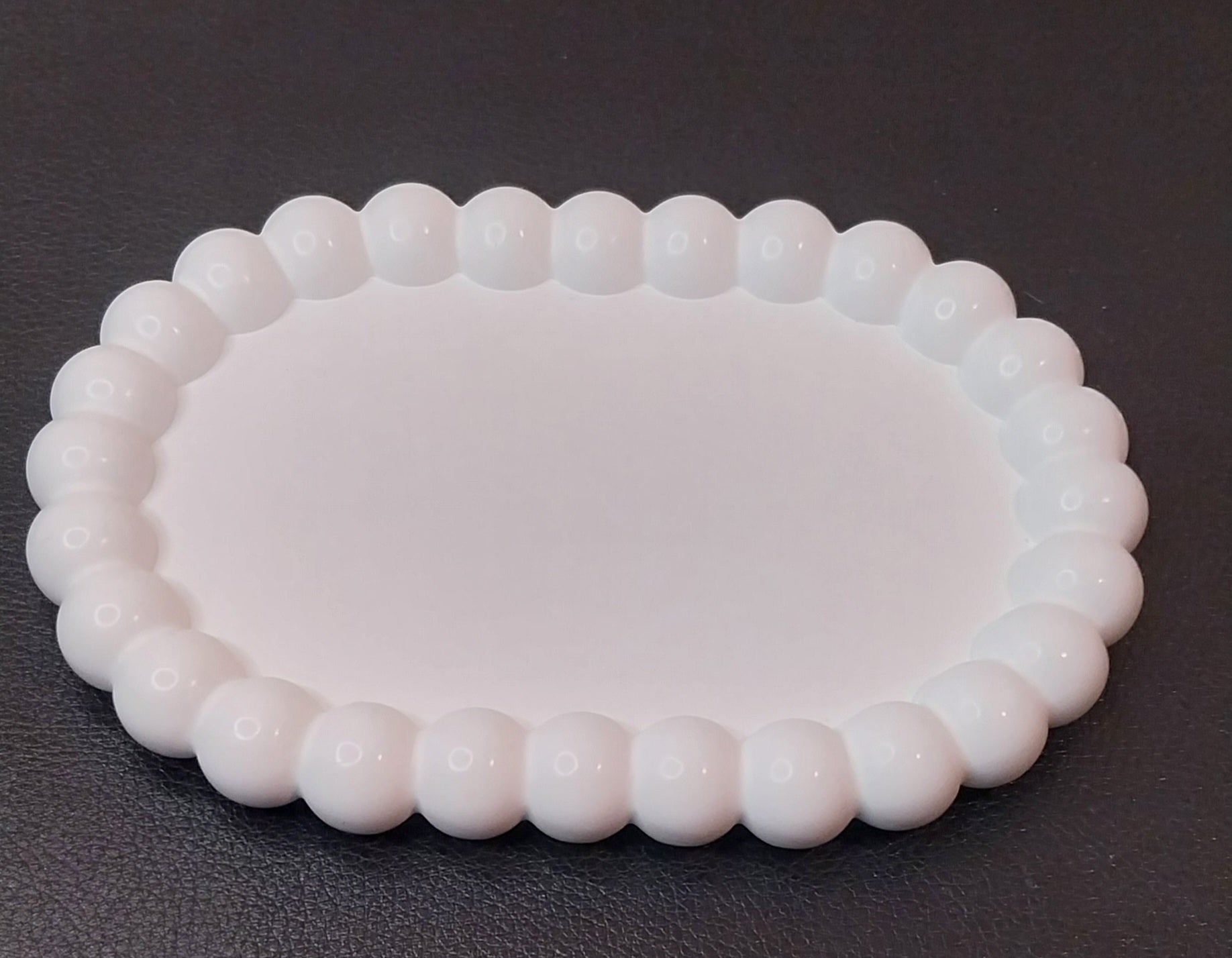 Bubble Tablett Oval Keramik Deko handgefertigt weiß Farbwunsch Dekotablett Wohnaccessoire Schmuckablage Geschenkidee