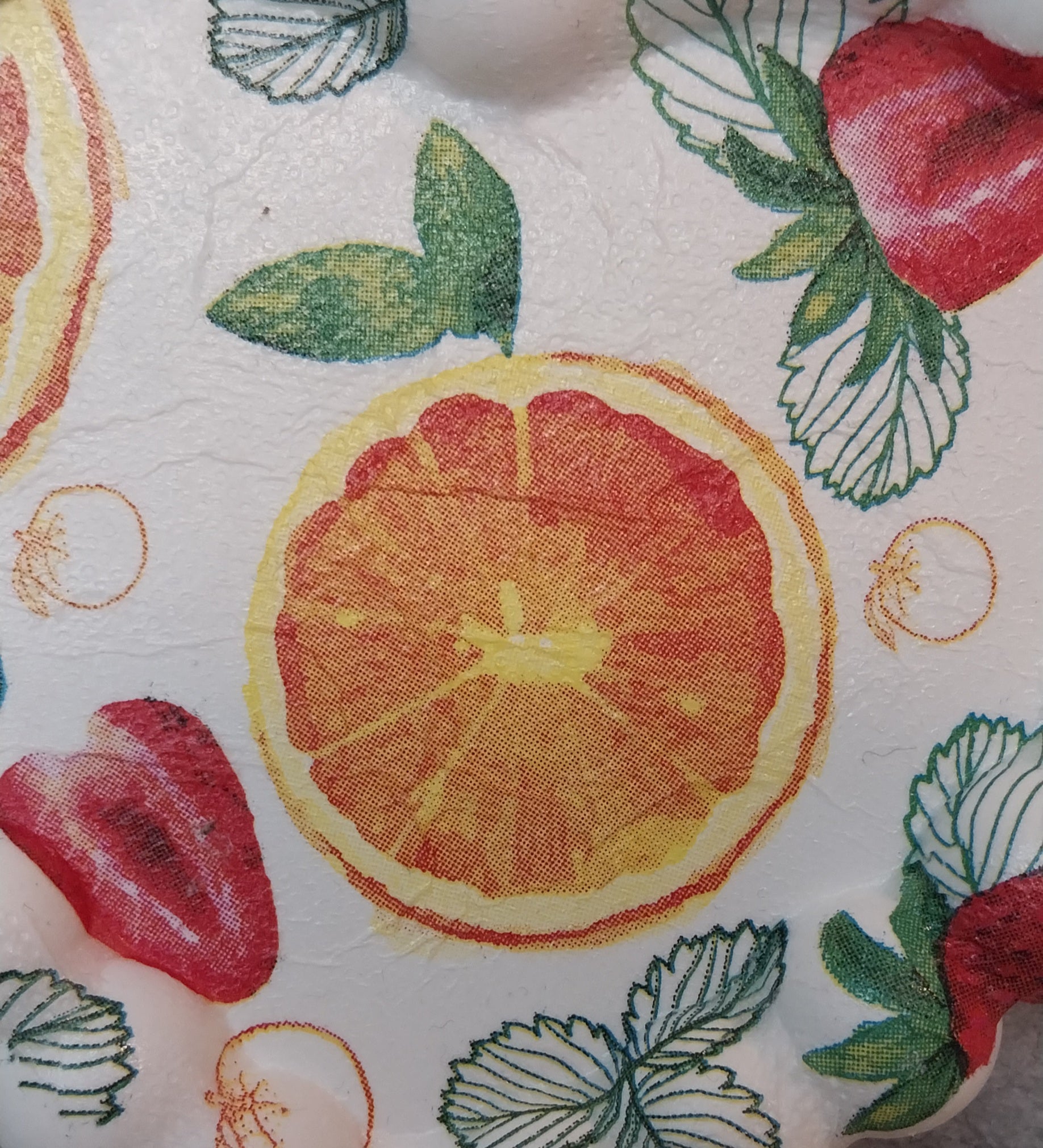 Bubbel Tablett Herz mit Servietten-Technik – Erdbeere & Orange – Handgefertigtes Einzelstück – Dekotablett Herz ca. 13 x 11 cm