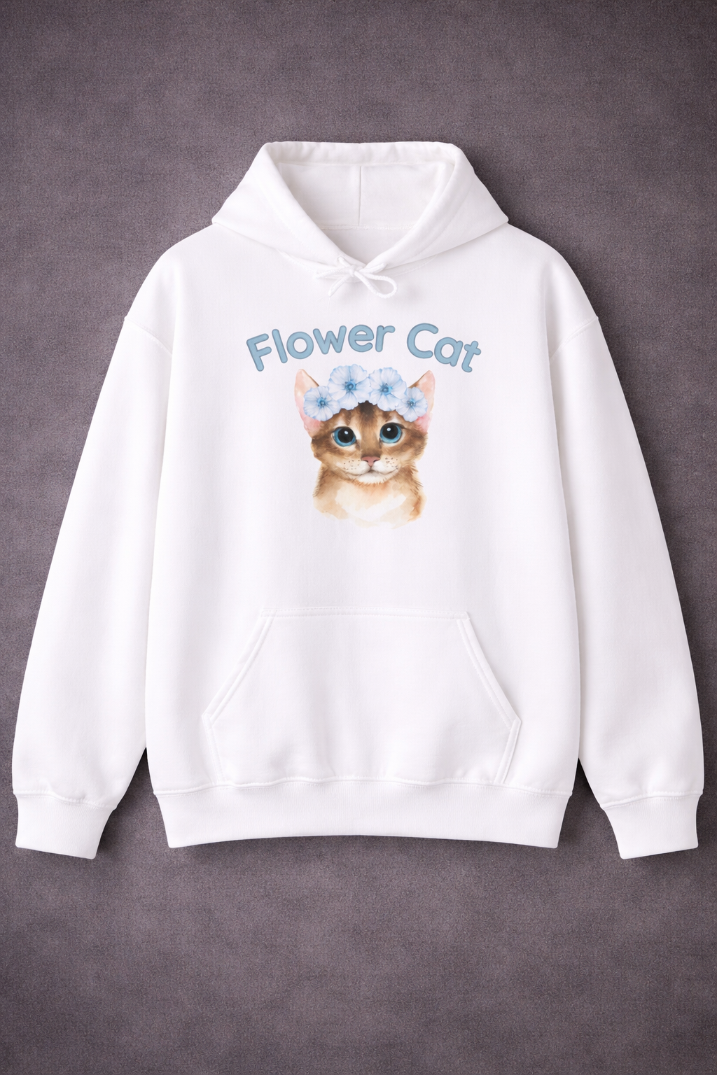 Flower Cat Hoodie – Katzen Hoodie mit Blumenkranz | Süßer Katzenpullover Unisex | Geschenk für Katzenliebhaber | Hoodie Damen & Herren