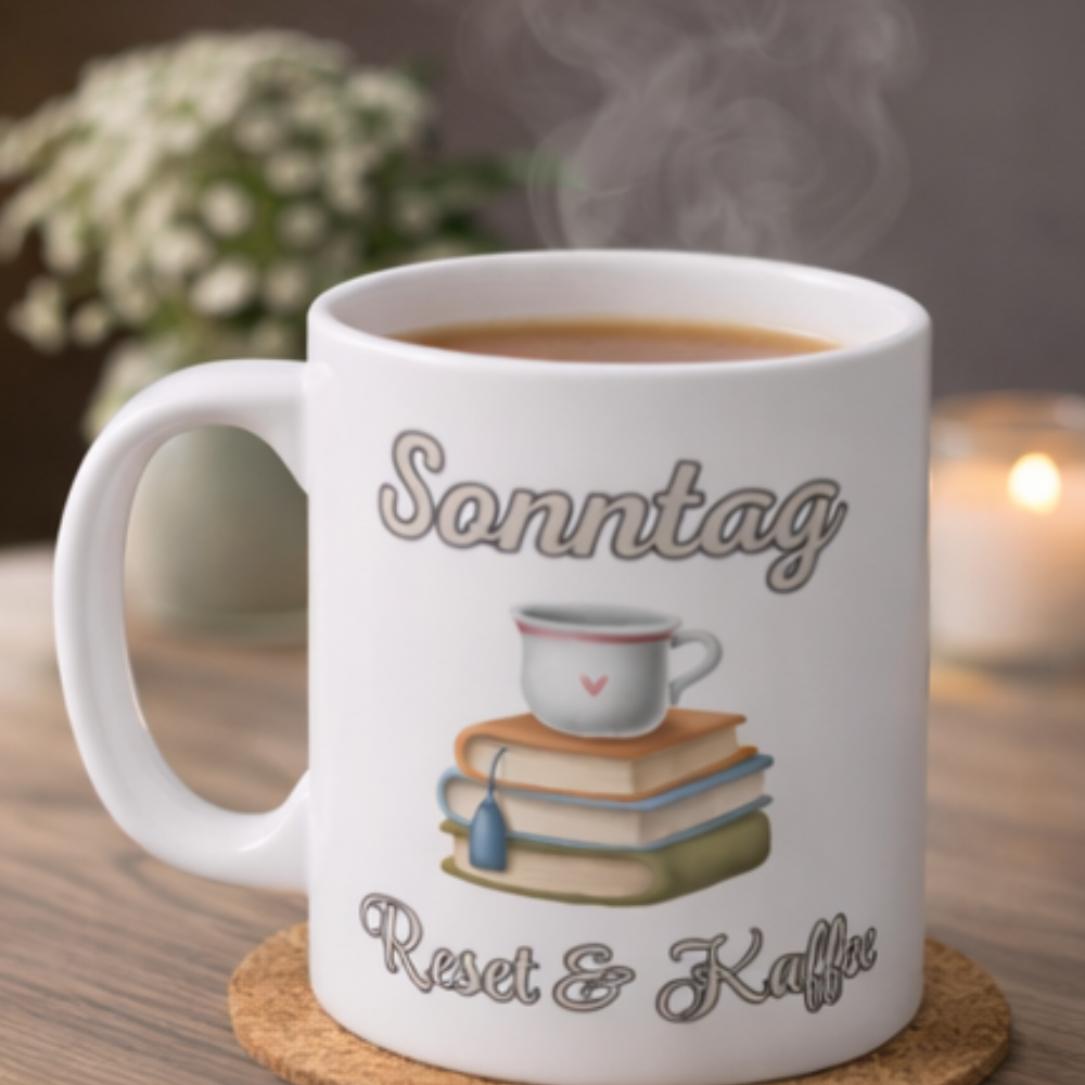 Sonntag Reset & Kaffee Tasse – Lustige Sonntags Tasse – Kaffee Spruch – Geschenk für Kaffeeliebhaber