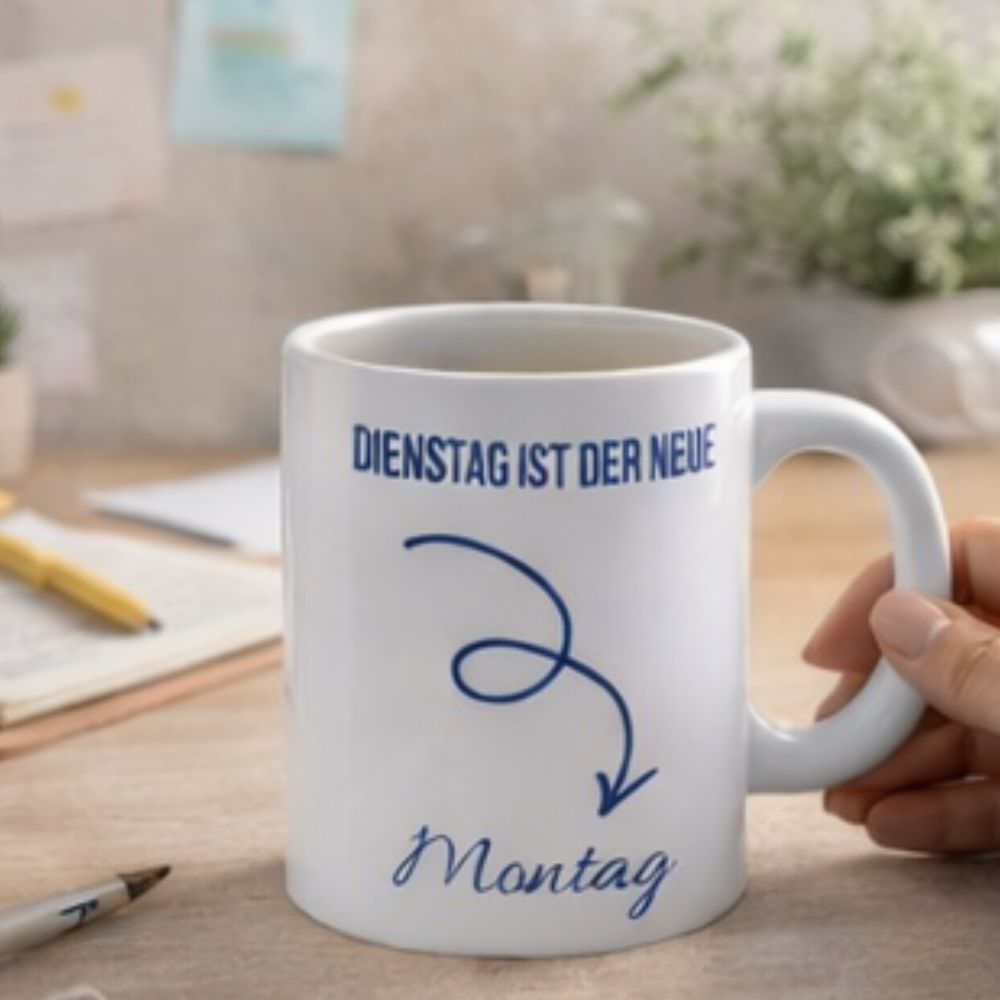 Dienstag ist der neue Montag Tasse – Lustige Kaffee Tasse – Büro Tasse mit Spruch