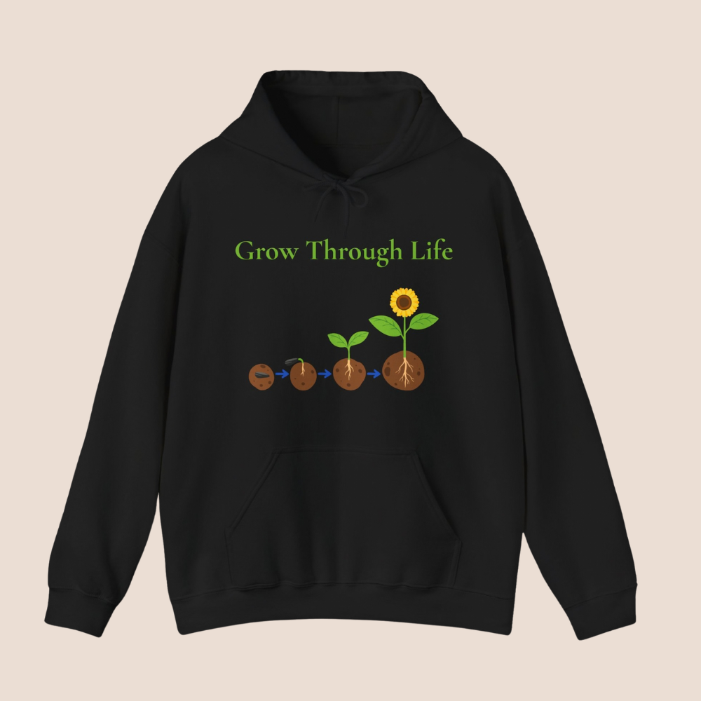 Grow Through Life Hoodie | Motivations Hoodie Damen & Herren | Positive Mindset Hoodie | Inspirierender Kapuzenpullover | Unisex Hoodie