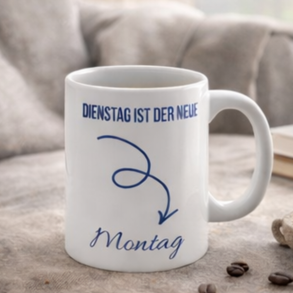 Dienstag ist der neue Montag Tasse – Lustige Kaffee Tasse – Büro Tasse mit Spruch