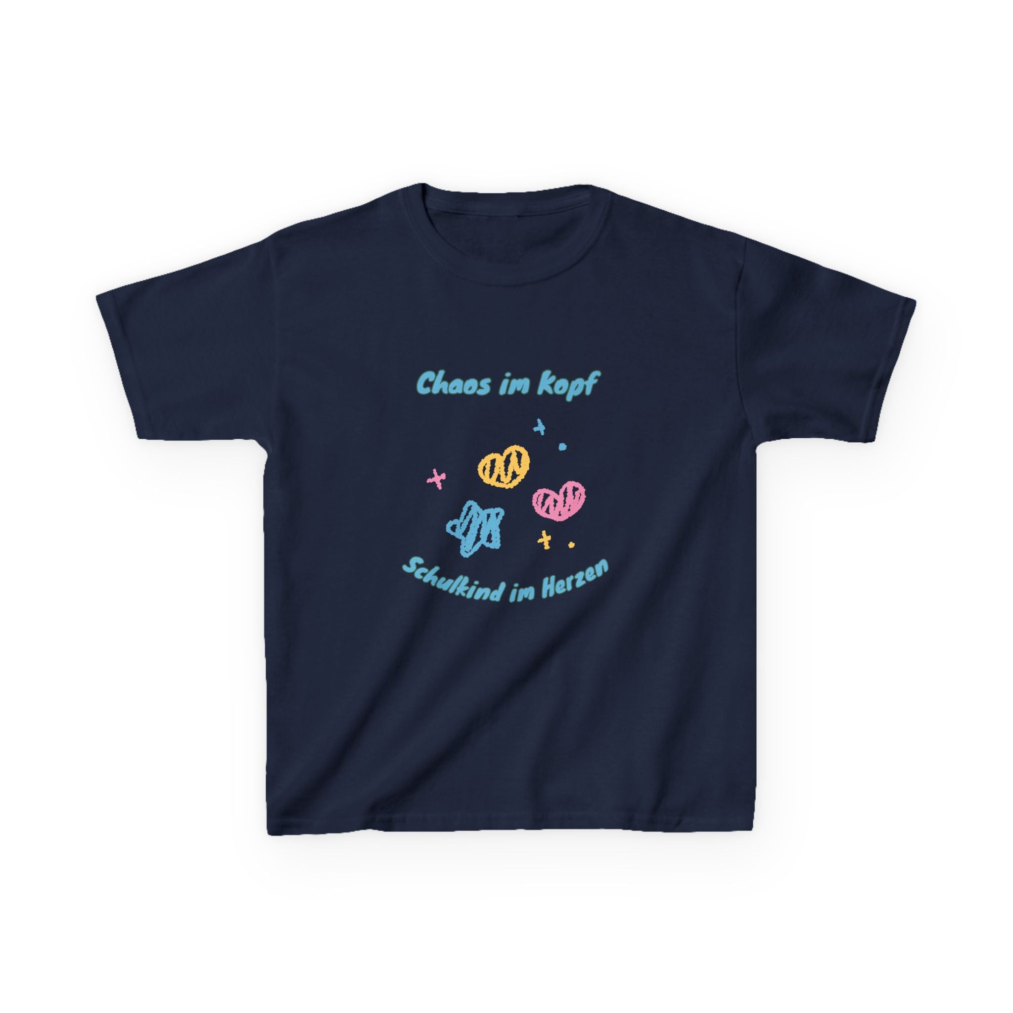 Chaos im Kopf Schulkind im Herzen Kinder T-Shirt | Einschulung Jungen & Mädchen | Lustiges Schulstart Shirt