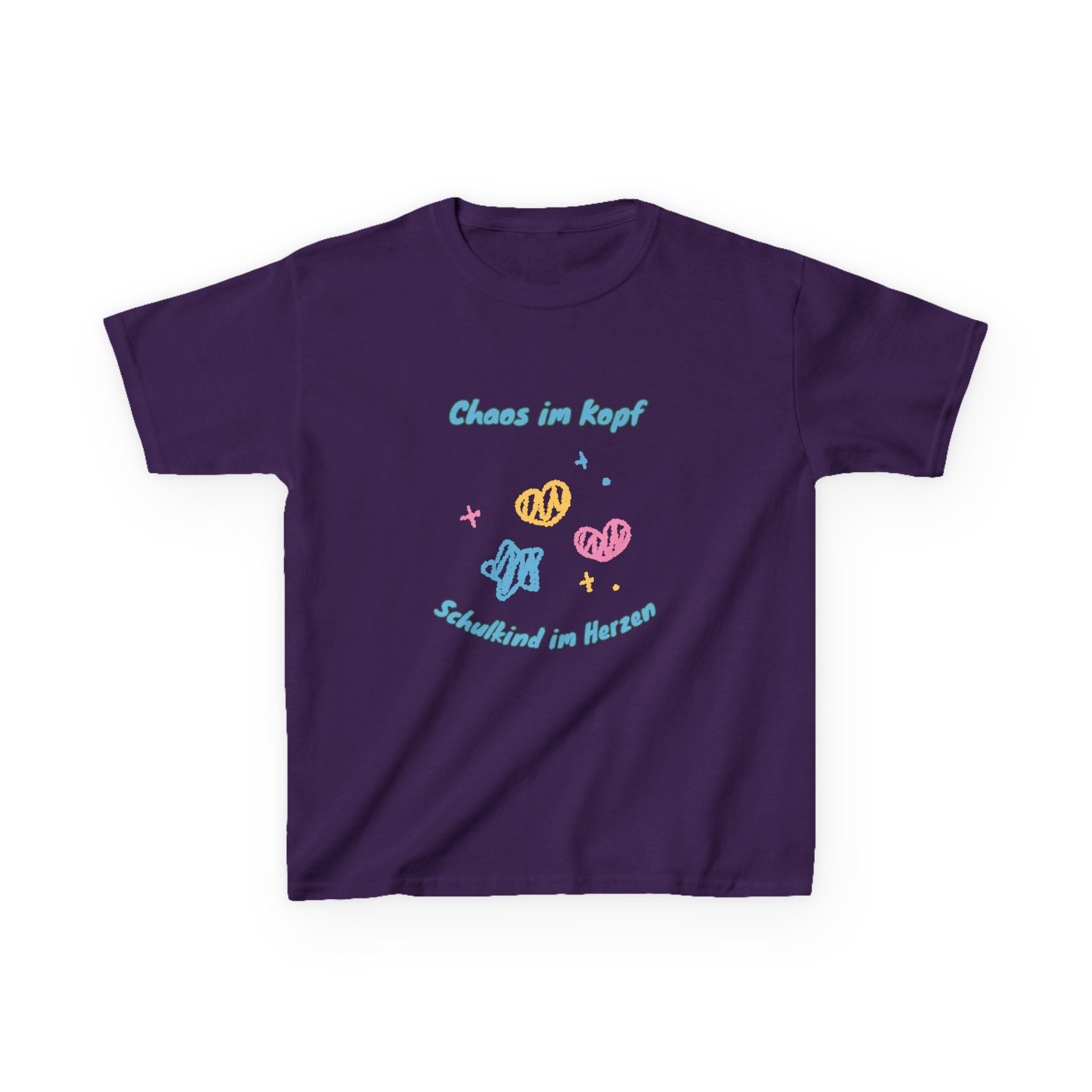Chaos im Kopf Schulkind im Herzen Kinder T-Shirt | Einschulung Jungen & Mädchen | Lustiges Schulstart Shirt