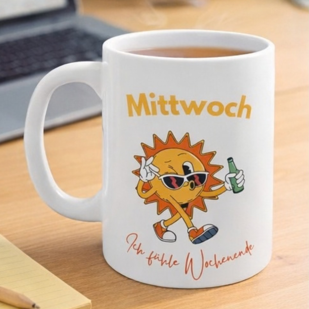 Mittwoch ich fühle Wochenende Tasse – Lustige Büro Tasse – Wochentag Tasse – Geschenk Kollegen – Kaffee Tasse Humor