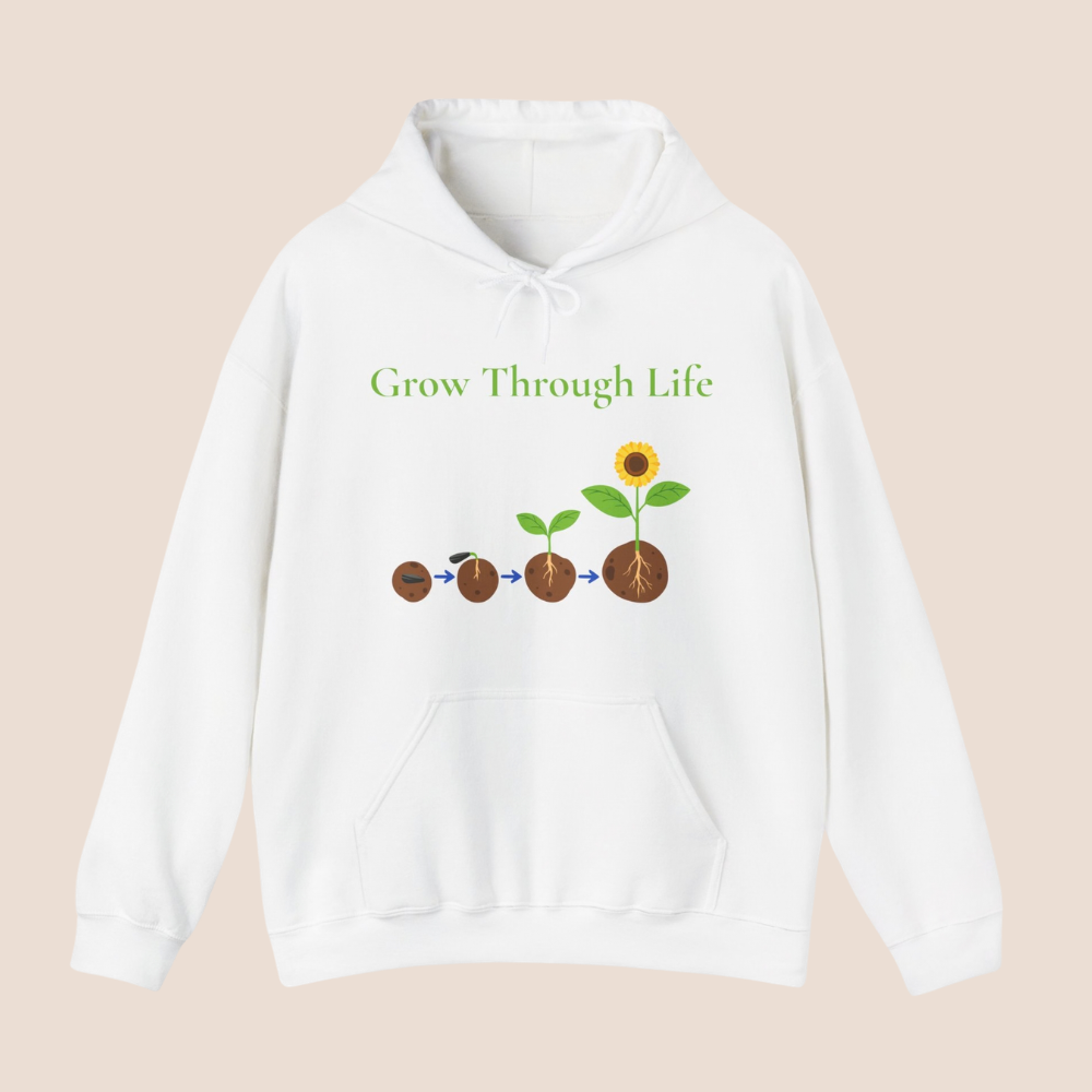 Grow Through Life Hoodie | Motivations Hoodie Damen & Herren | Positive Mindset Hoodie | Inspirierender Kapuzenpullover | Unisex Hoodie