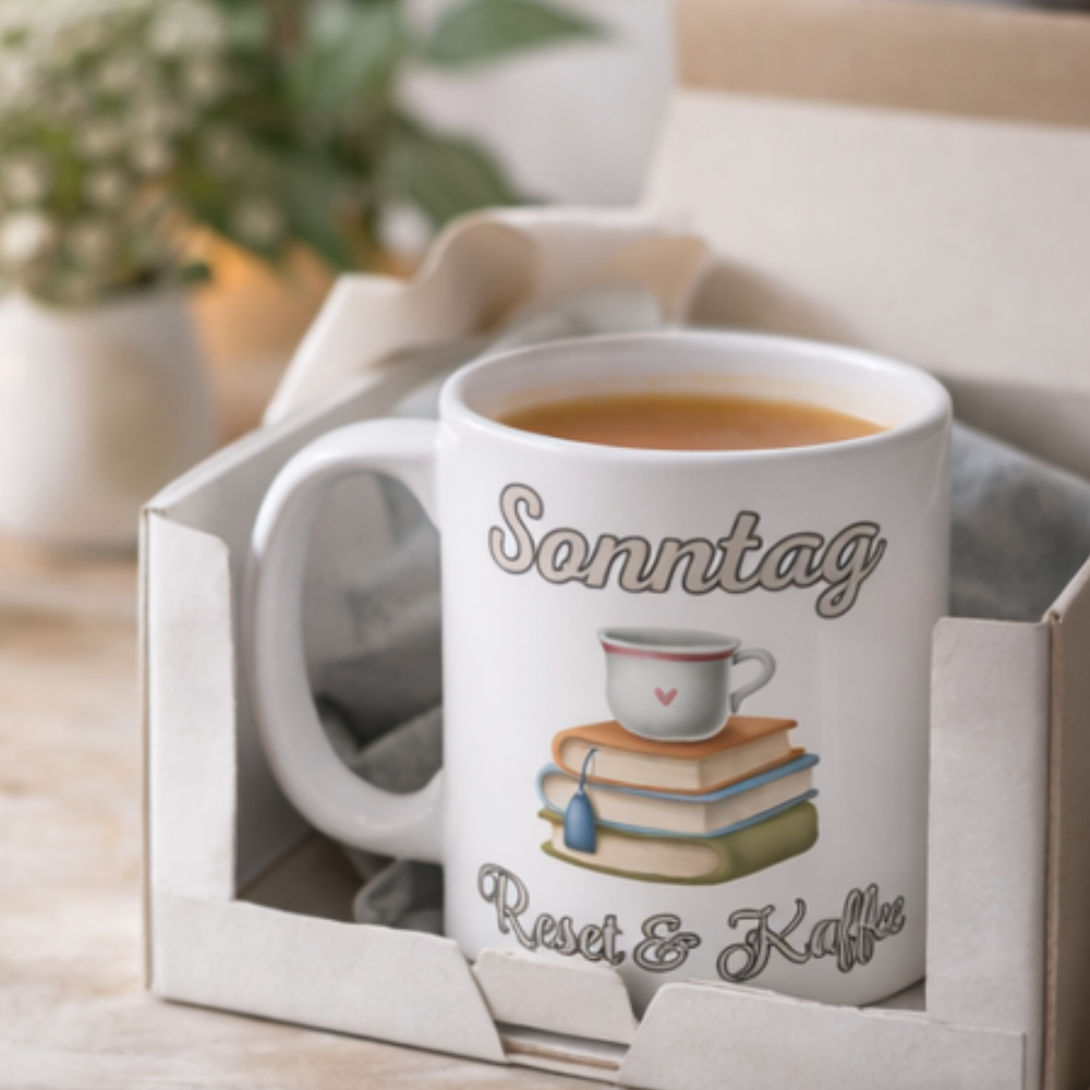 Sonntag Reset & Kaffee Tasse – Lustige Sonntags Tasse – Kaffee Spruch – Geschenk für Kaffeeliebhaber