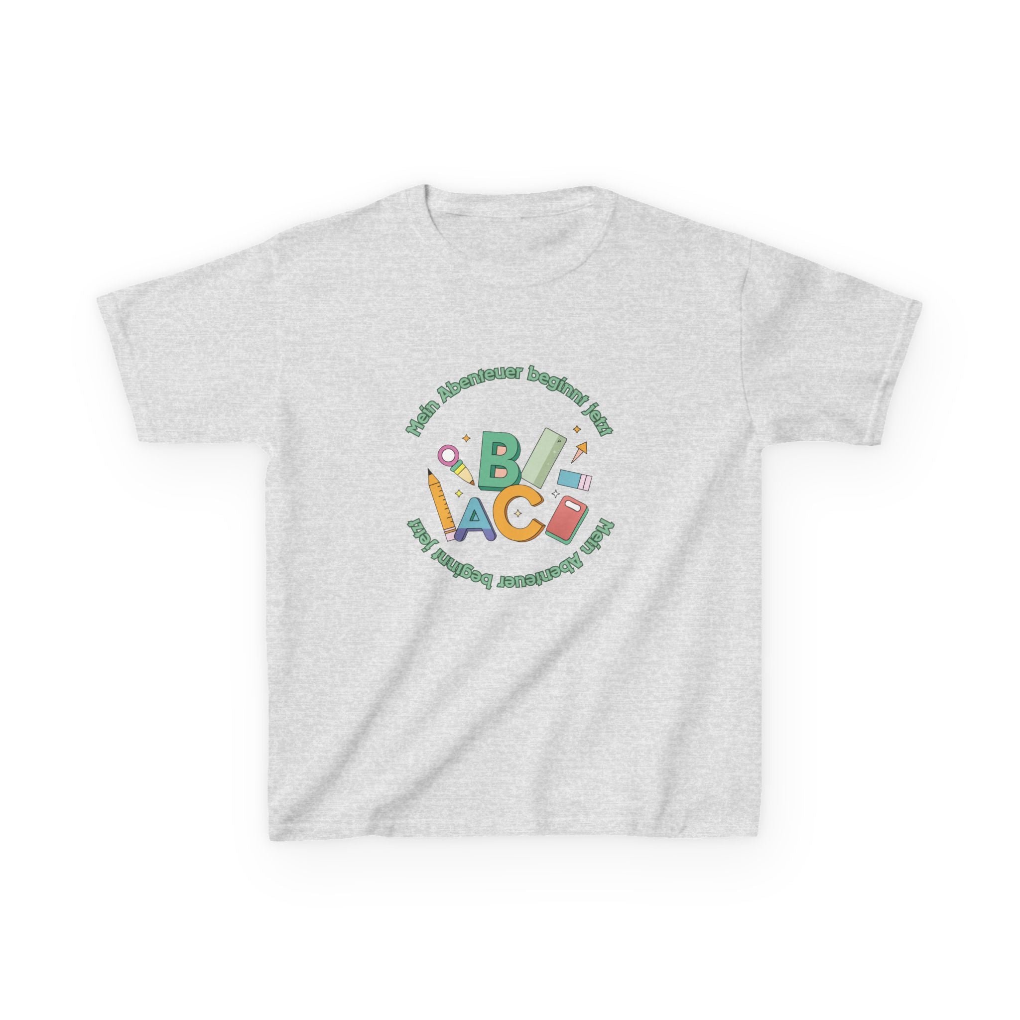 Mein Abenteuer beginnt jetzt Kinder T-Shirt | Einschulung Jungen & Mädchen | Schulstart Shirt mit ABC Motiv