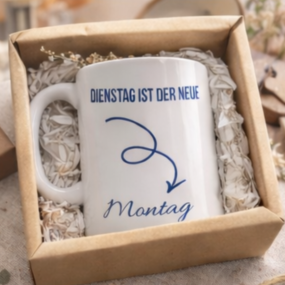Dienstag ist der neue Montag Tasse – Lustige Kaffee Tasse – Büro Tasse mit Spruch
