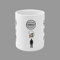 Weiße 300-ml-Keramiktasse mit dem Schriftzug „Grill Bier Papa“, BBQ-Symbol, Bierkrug und Papa-Silhouette – lustige Geschenkidee für Grillfans.