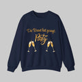 Weißes Unisex Sweatshirt mit dem Schriftzug „Die Braut hat gesagt: Party“ und goldenen Sektgläsern – ideales Outfit für den Junggesellinnenabschied.