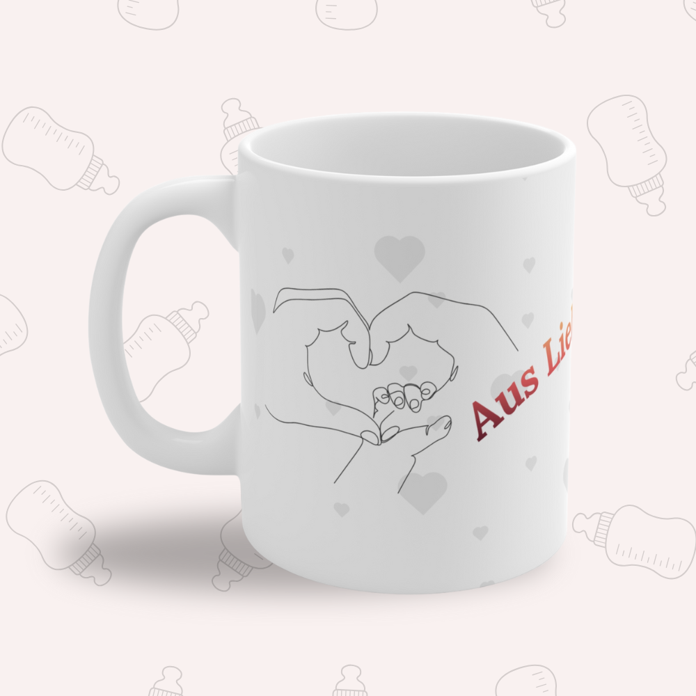 Baby Tasse – Aus Liebe gemacht | Geschenk zur Geburt | Babyparty Geschenk 330 ml