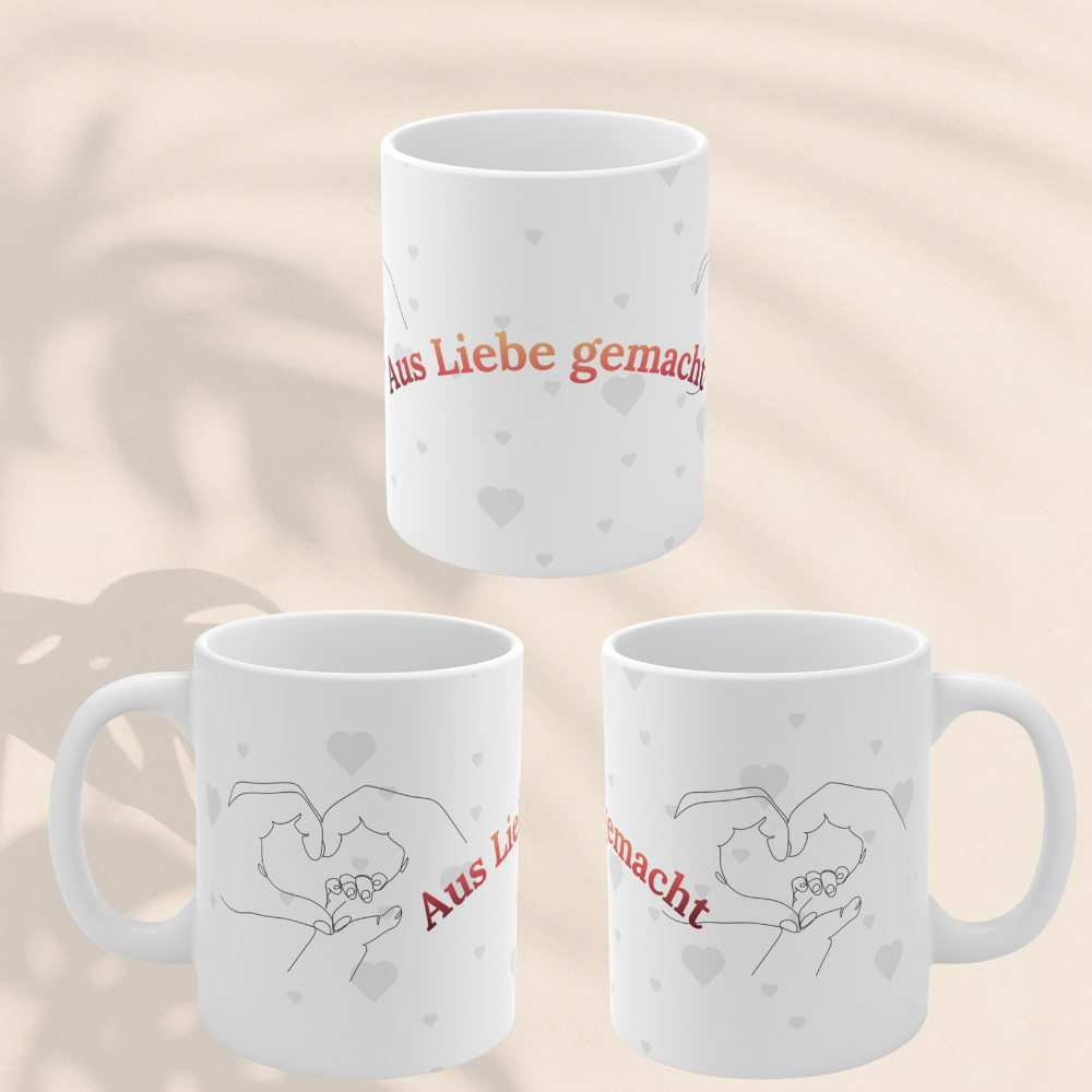 Baby Tasse – Aus Liebe gemacht | Geschenk zur Geburt | Babyparty Geschenk 330 ml