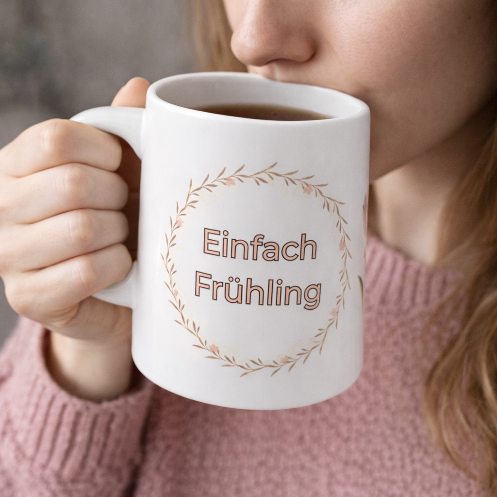 Einfach Frühling Tasse – Frühlingsgeschenk | Blumen Tasse | Ostern Geschenk 330 ml