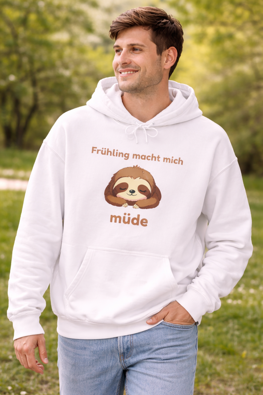 Frühling macht mich müde Hoodie – Lustiger Frühlings Hoodie – Faultier Hoodie – Gemütlicher Hoodie Spruch – Geschenk Idee