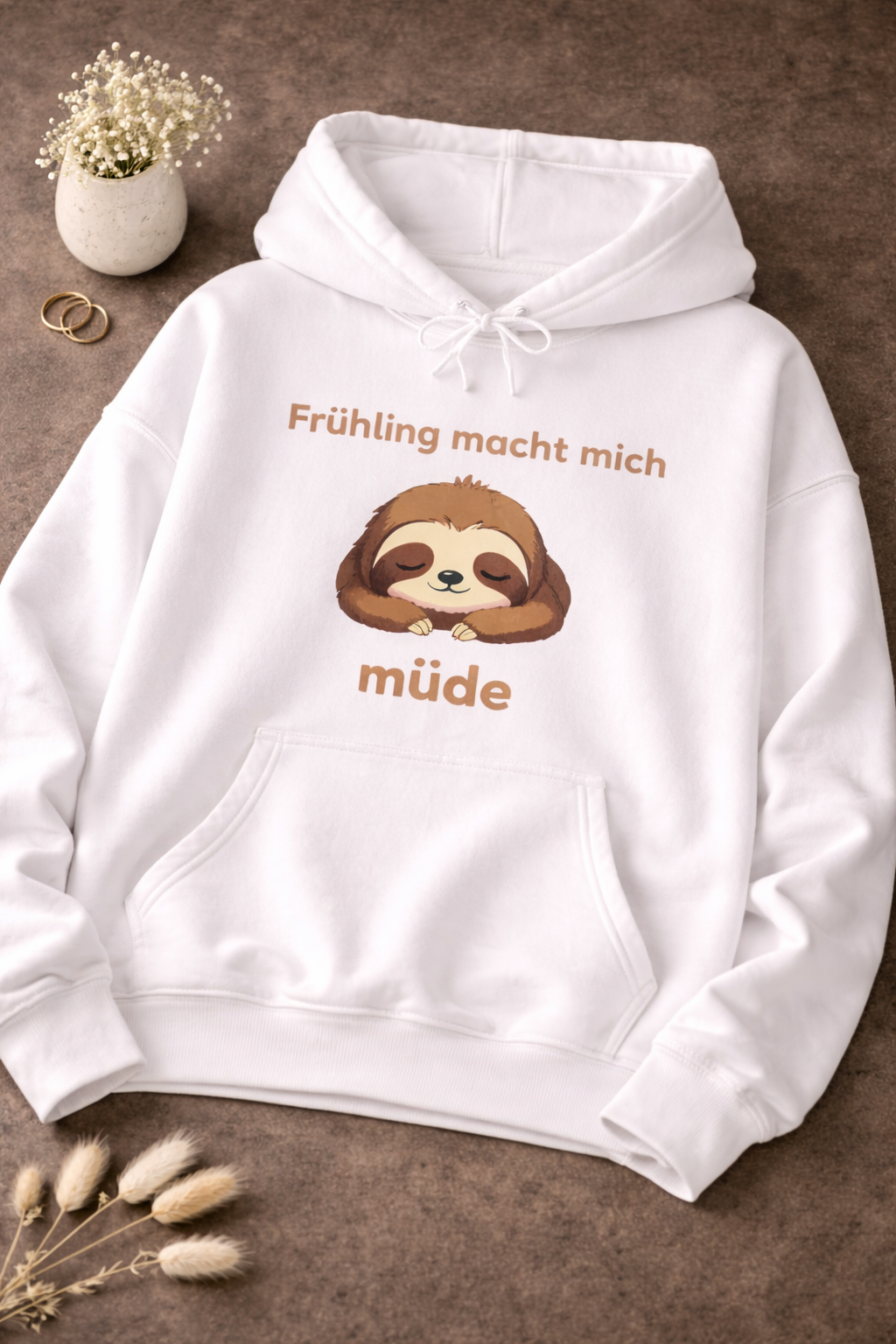 Frühling macht mich müde Hoodie – Lustiger Frühlings Hoodie – Faultier Hoodie – Gemütlicher Hoodie Spruch – Geschenk Idee