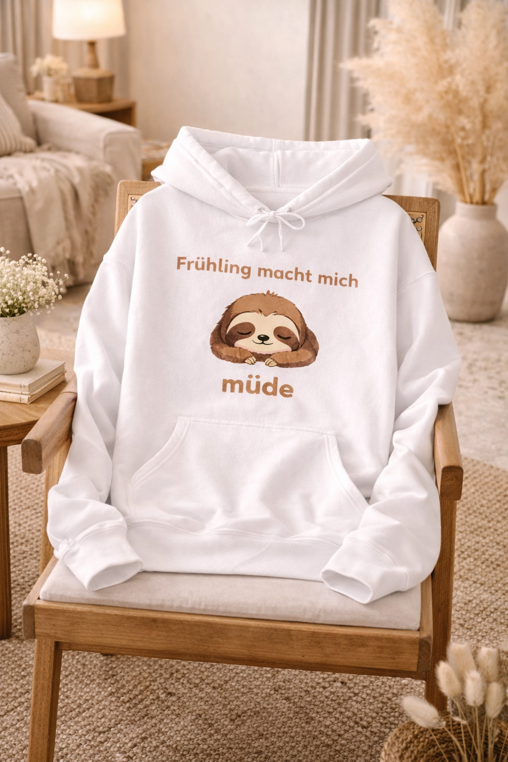 Frühling macht mich müde Hoodie – Lustiger Frühlings Hoodie – Faultier Hoodie – Gemütlicher Hoodie Spruch – Geschenk Idee