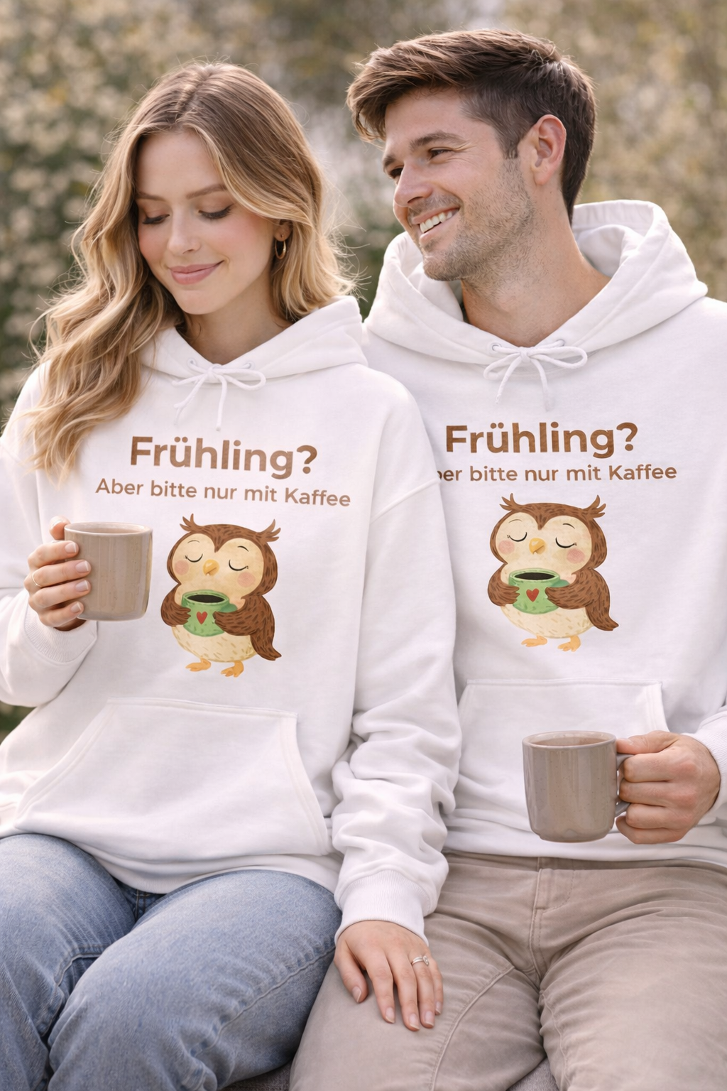 Frühling Aber bitte nur mit Kaffee Hoodie – Lustiger Hoodie Frühling – Kaffee Spruch Hoodie – Geschenk für Kaffeeliebhaber