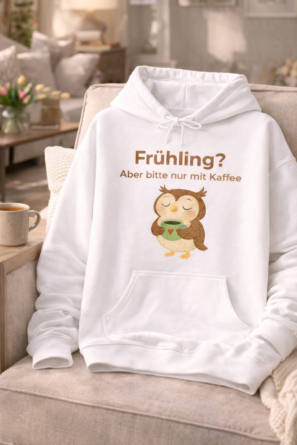 Frühling Aber bitte nur mit Kaffee Hoodie – Lustiger Hoodie Frühling – Kaffee Spruch Hoodie – Geschenk für Kaffeeliebhaber