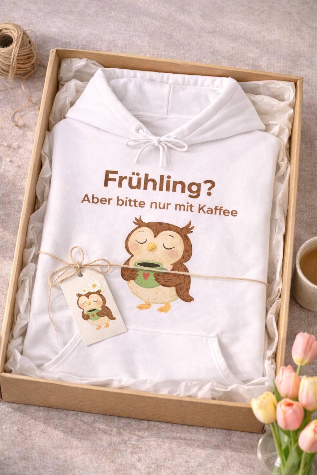 Frühling Aber bitte nur mit Kaffee Hoodie – Lustiger Hoodie Frühling – Kaffee Spruch Hoodie – Geschenk für Kaffeeliebhaber