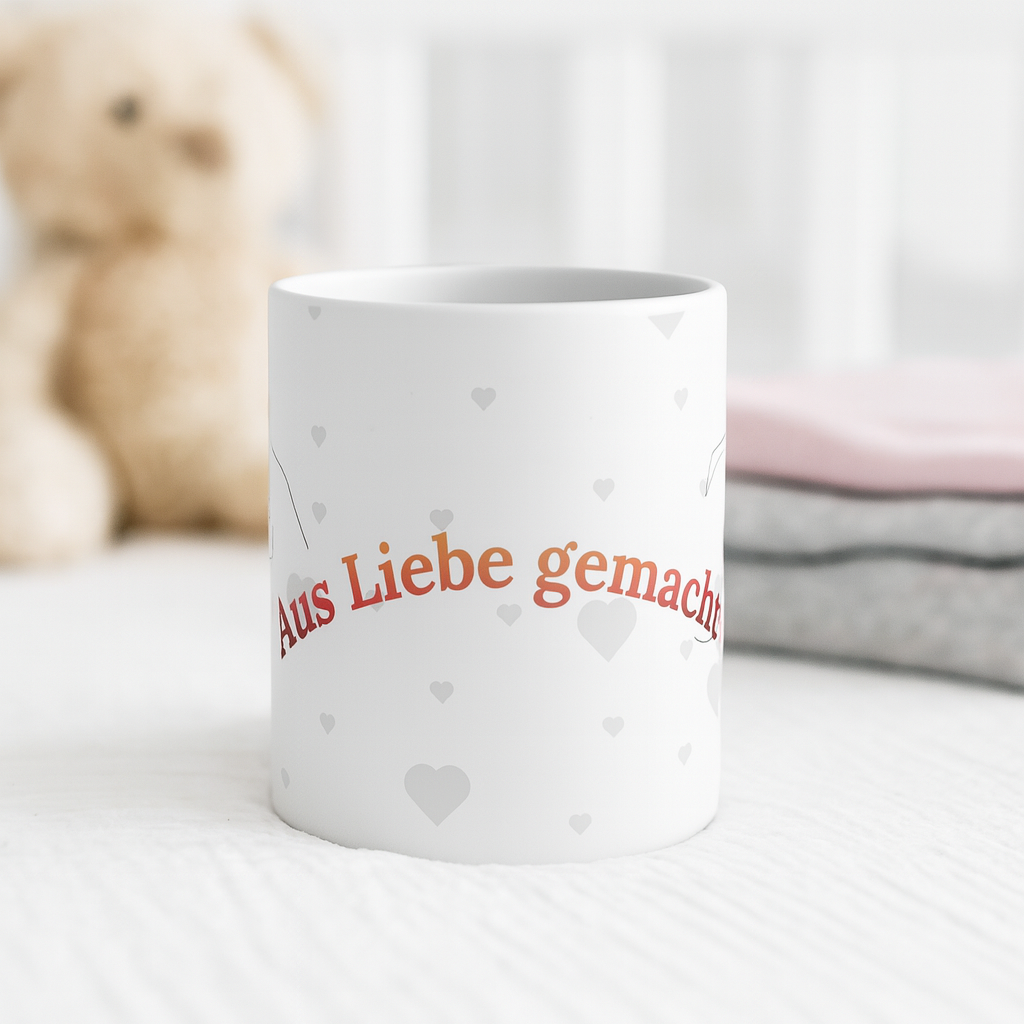 Baby Tasse – Aus Liebe gemacht | Geschenk zur Geburt | Babyparty Geschenk 330 ml