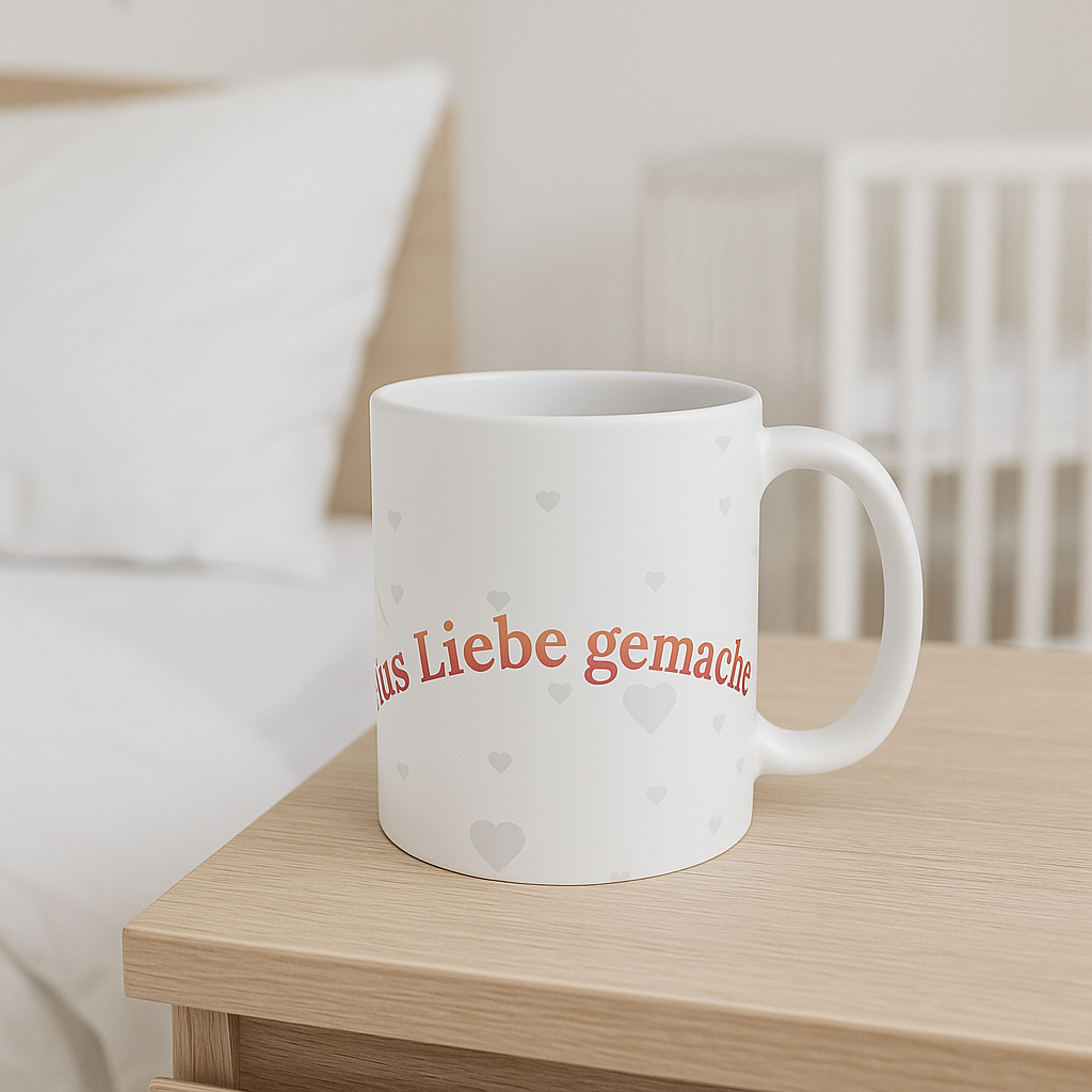 Baby Tasse – Aus Liebe gemacht | Geschenk zur Geburt | Babyparty Geschenk 330 ml