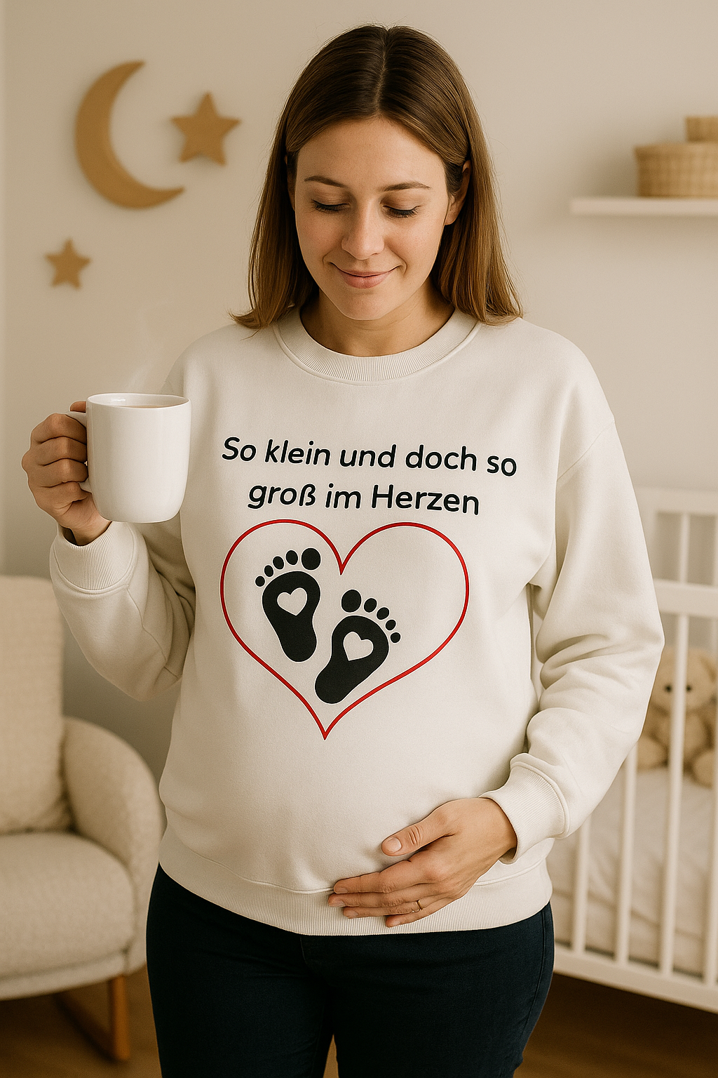 So klein und doch so groß im Herzen Sweatshirt – Babyfüße Sweatshirt – Liebevolles Familien Sweatshirt