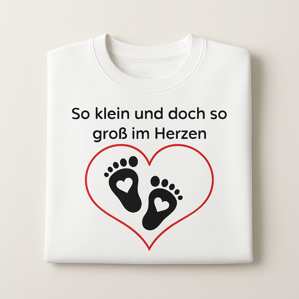 So klein und doch so groß im Herzen Sweatshirt – Babyfüße Sweatshirt – Liebevolles Familien Sweatshirt