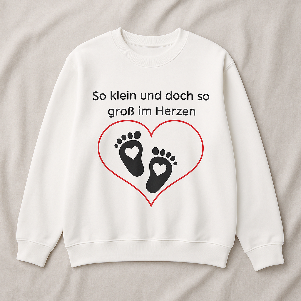 So klein und doch so groß im Herzen Sweatshirt – Babyfüße Sweatshirt – Liebevolles Familien Sweatshirt