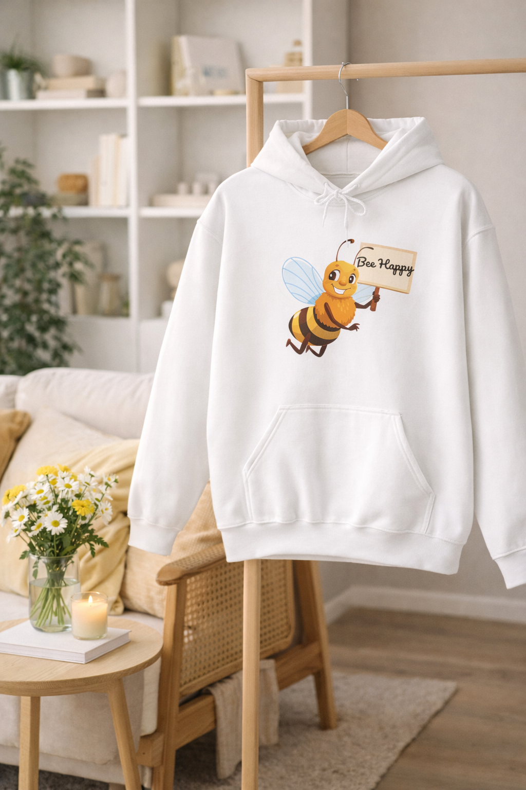 Bee Happy Hoodie – Süßer Bienen Hoodie – Frühlings Hoodie mit niedlicher Biene