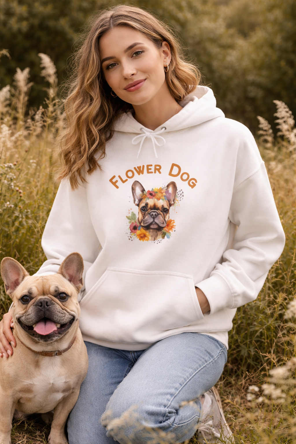 Flower Dog Hoodie – Französische Bulldogge Hoodie – Blumen Hoodie für Hundeliebhaber