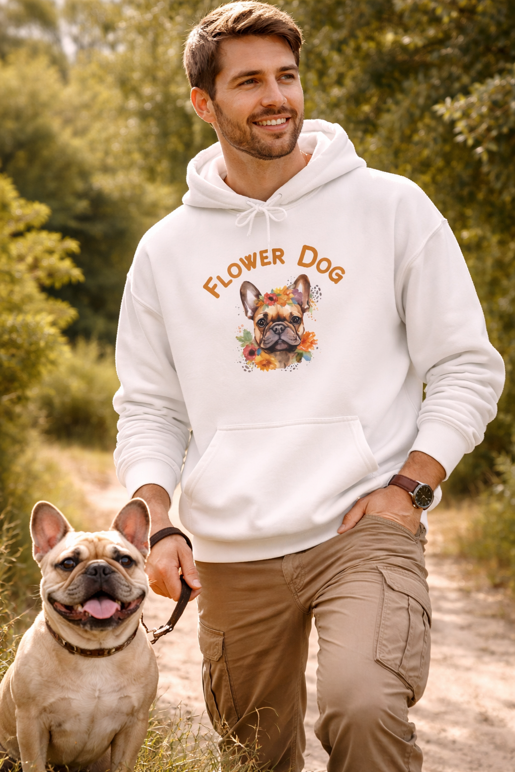 Flower Dog Hoodie – Französische Bulldogge Hoodie – Blumen Hoodie für Hundeliebhaber