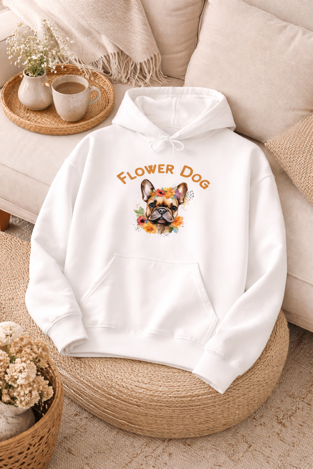 Flower Dog Hoodie – Französische Bulldogge Hoodie – Blumen Hoodie für Hundeliebhaber