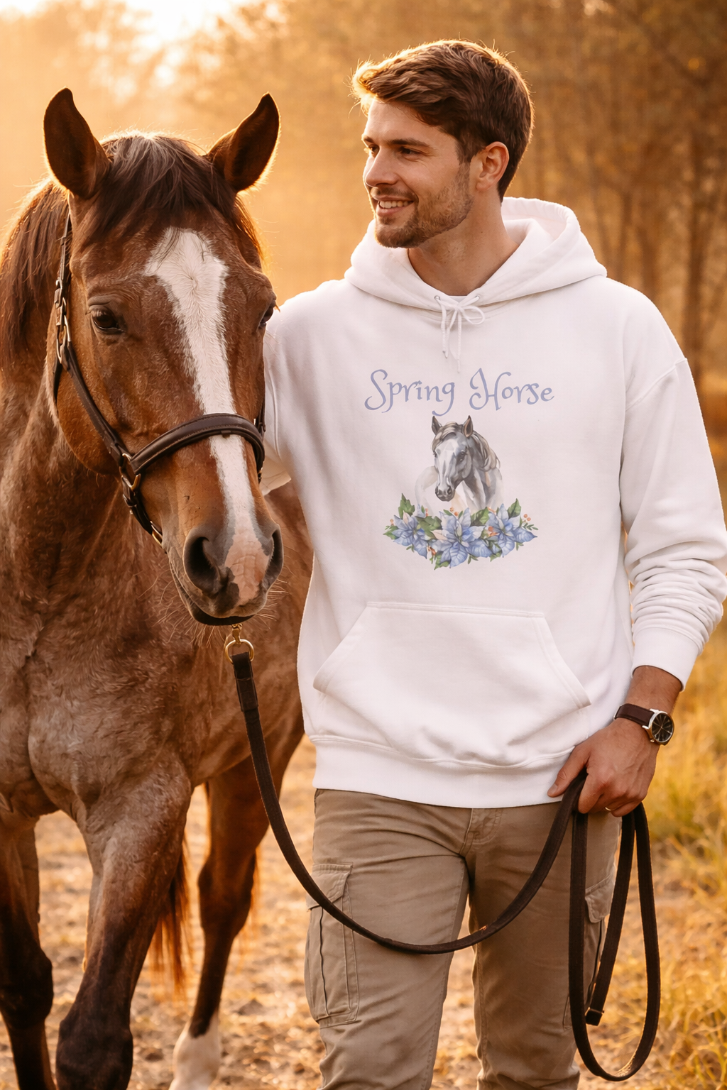 Spring Horse Hoodie – Pferde Hoodie mit Blumen – Frühlings Hoodie für Pferdeliebhaber