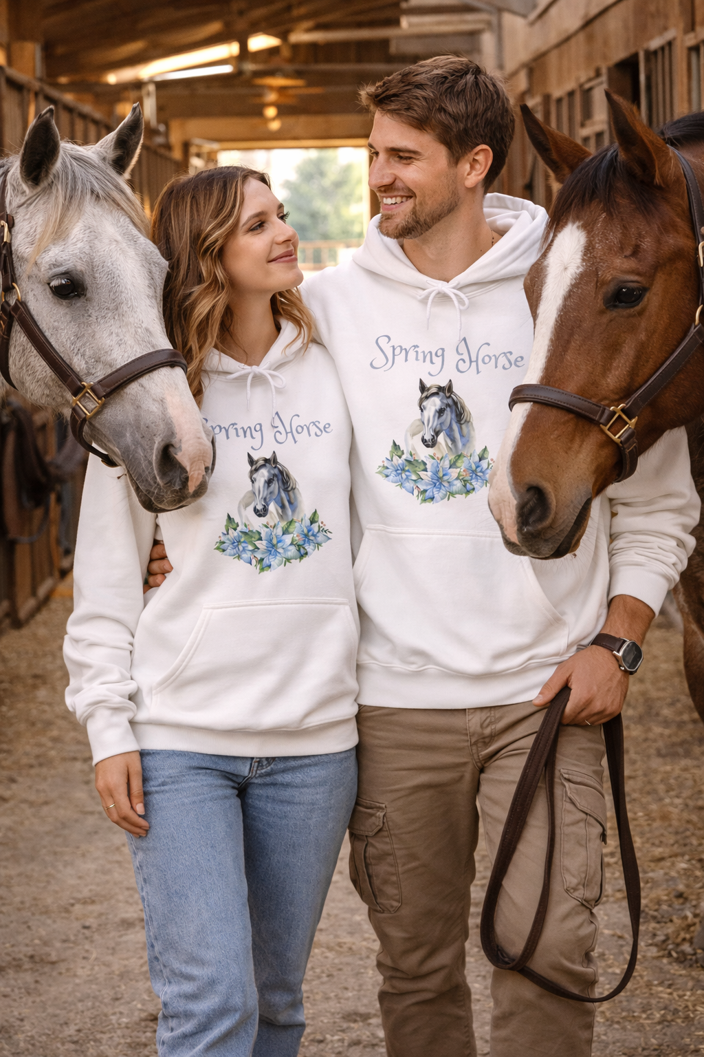 Spring Horse Hoodie – Pferde Hoodie mit Blumen – Frühlings Hoodie für Pferdeliebhaber