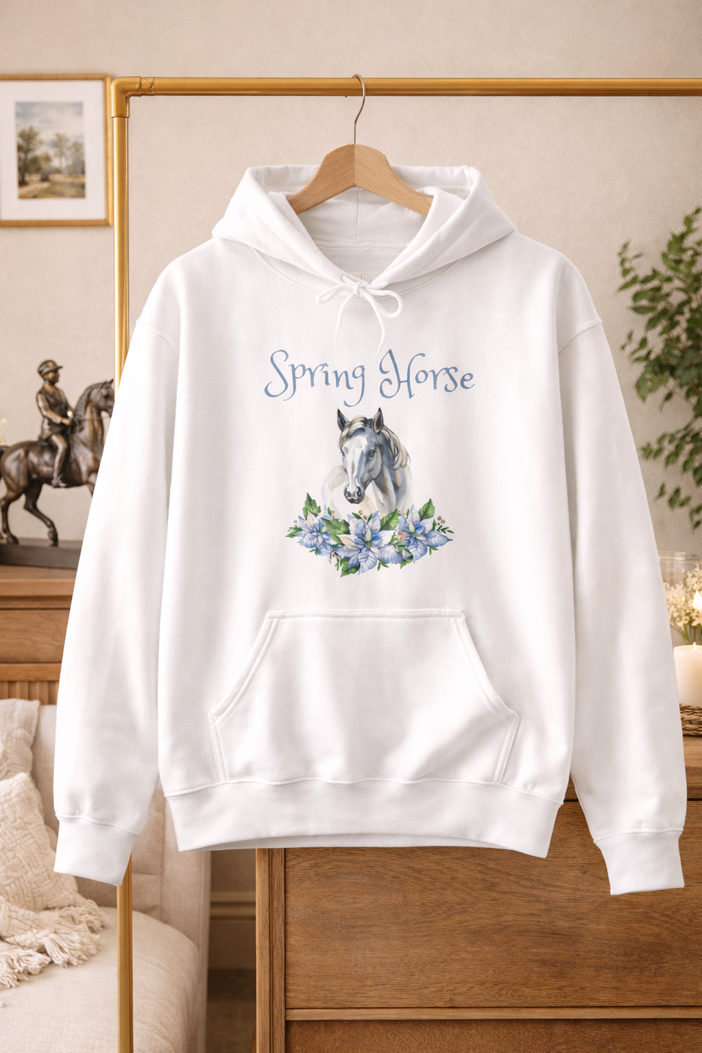 Spring Horse Hoodie – Pferde Hoodie mit Blumen – Frühlings Hoodie für Pferdeliebhaber