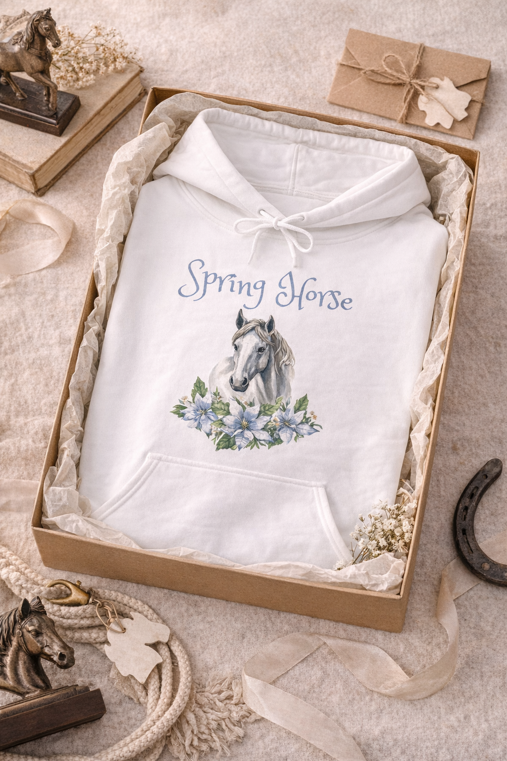 Spring Horse Hoodie – Pferde Hoodie mit Blumen – Frühlings Hoodie für Pferdeliebhaber