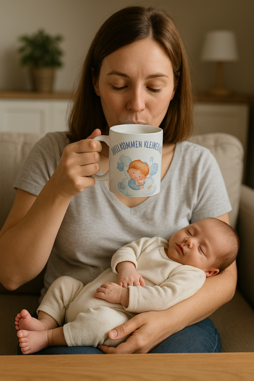Baby Tasse Junge – Willkommen kleiner Mann | Geschenk zur Geburt | Babyparty Tasse 330 ml