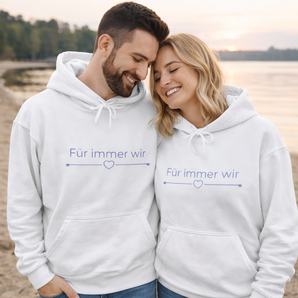 Hoodie „Für immer wir“ – Partner Hoodie Hochzeit – Geschenk für Paare – Weiß