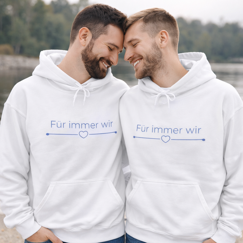Hoodie „Für immer wir“ – Partner Hoodie Hochzeit – Geschenk für Paare – Weiß